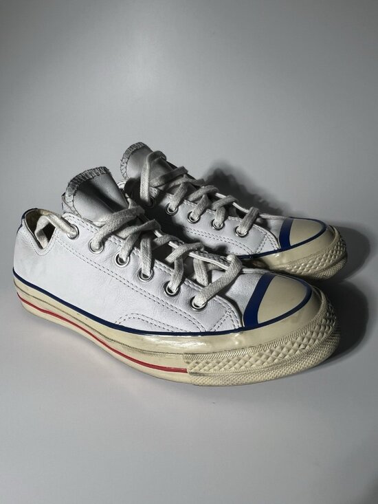 Converse Shoes - Converse Chuck Taylor All Star Leather White Blue Women’s 7 Men’s 5